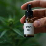 Óleo de Cannabis: Como Identificar Falsificações e Garantir Segurança Mão segurando um frasco de óleo de CBD, com foco na autenticidade e segurança do produto.