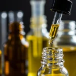Óleo de Cannabis para Dor Crônica: Ensaio Clínico com 180 Pacientes Brasileiros Frasco de óleo de cannabis sendo gotejado, simbolizando tratamento para dor crônica.
