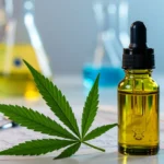 Óleo de Cannabis e Epilepsia: Estudo Brasileiro Reduz Crises em 40% Frasco de óleo de cannabis com conta-gotas e folha de maconha, simbolizando tratamento e pesquisa médica no Brasil.